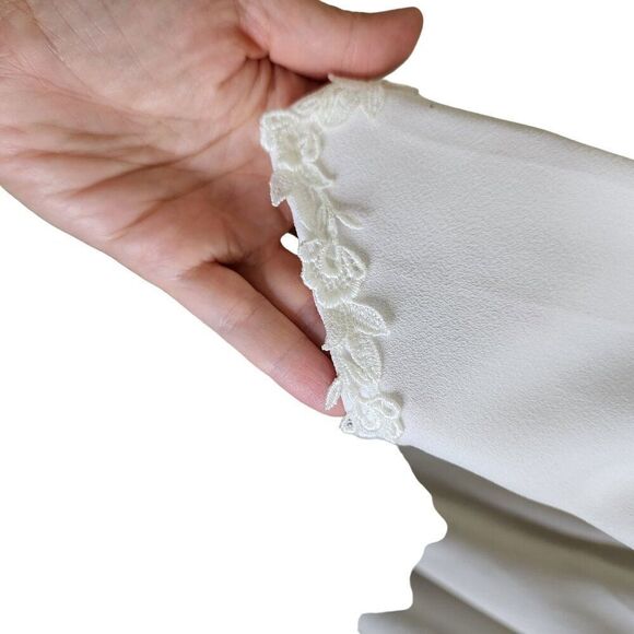 Vintage 80d California Dynasty High Neck Drop Waist Wedding Dress Womens Size XS - Picture 2 of 9